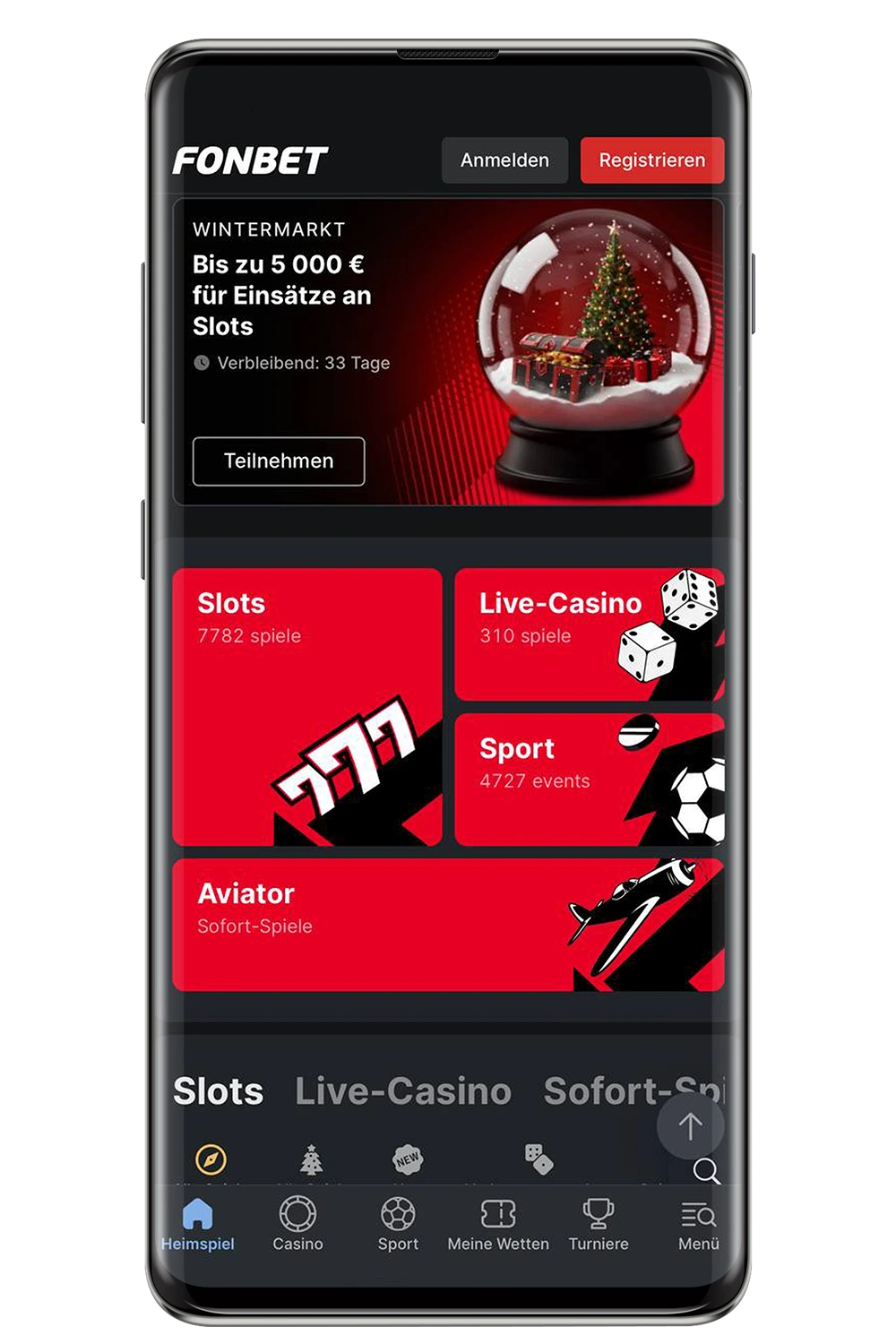 Screenshot von der offiziellen Website